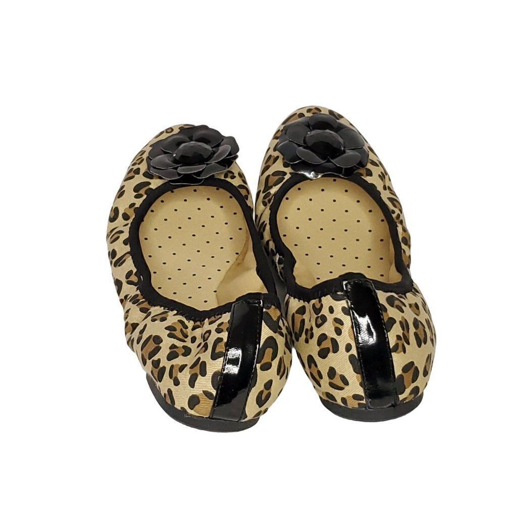 Lindsay Phillips Canvas Ballet Flats 9.5 Leopard Brown Black - Picture 4 of 5